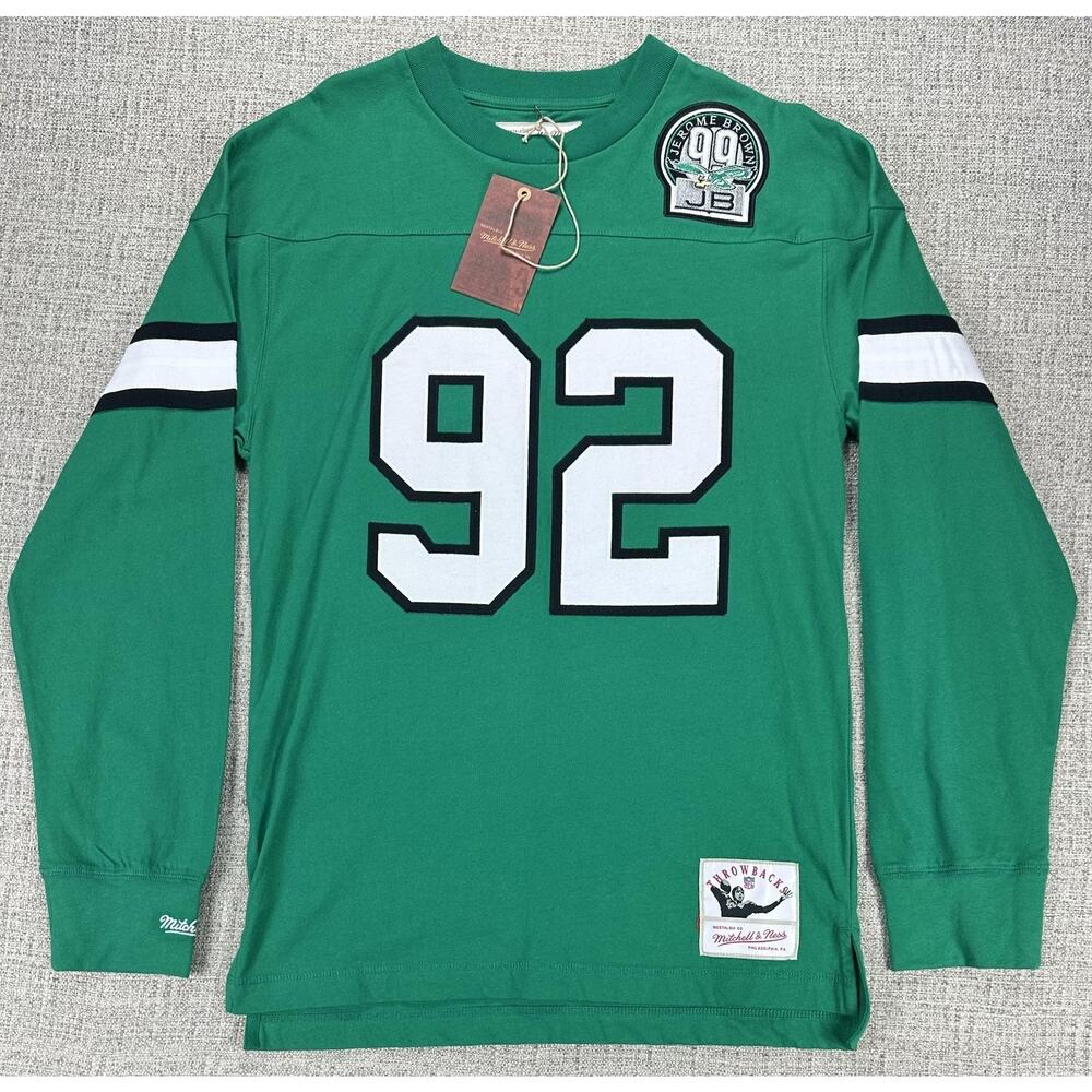 Philadelphia Eagles Shirt Jersey Sz M Green NFL Mitchell & Ness White 92 NWT